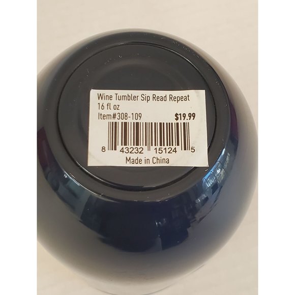 Wine Tumbler "Sip Read Repeat" 16oz Navy Blue - Picture 3 of 7